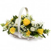 SYM-347 Yellow & White Basket Arrangement